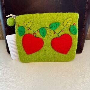 Felted Wool Coin Purse Wallet Apple Fruit Strawberry New FAST SHIP